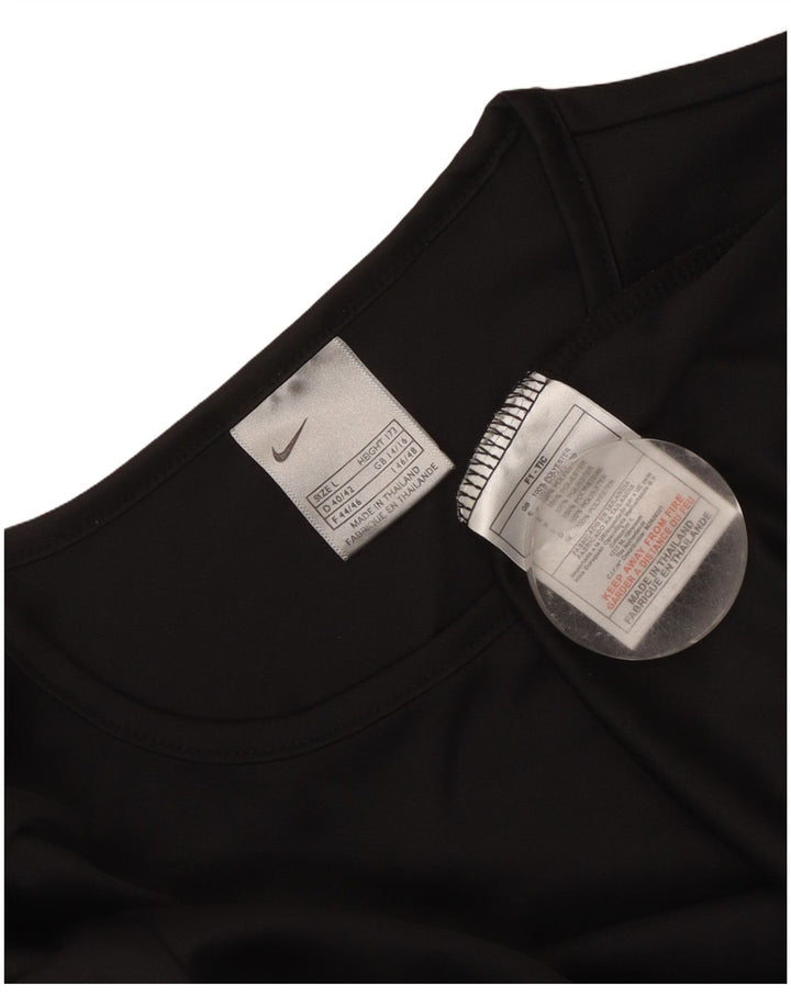 Nike Womens Dri Fit Top μακριά μανίκια UK 14/16 Large μαύρο πολυεστέρας