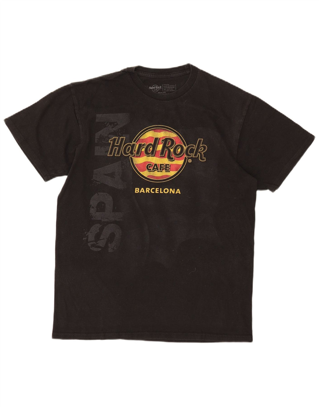 Hard Rock Cafe Ανδρικό T-Shirt γραφικό Barcelona Top Μεσαίο μαύρο βαμβακερό