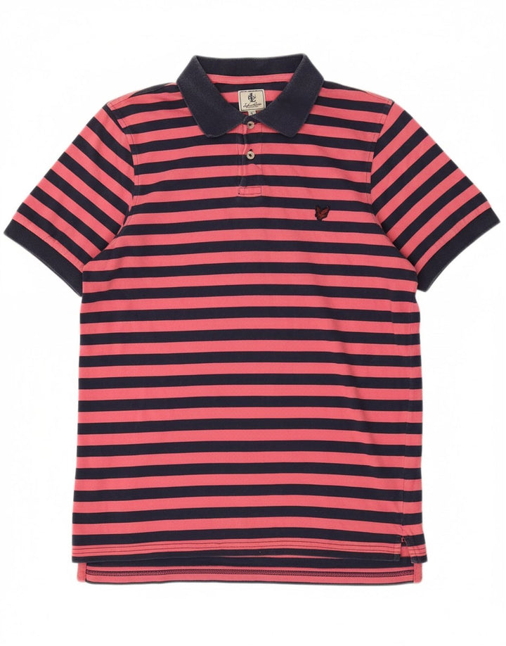 LYLE & SCOTT Mens Polo Shirt Small Pink Striped Cotton