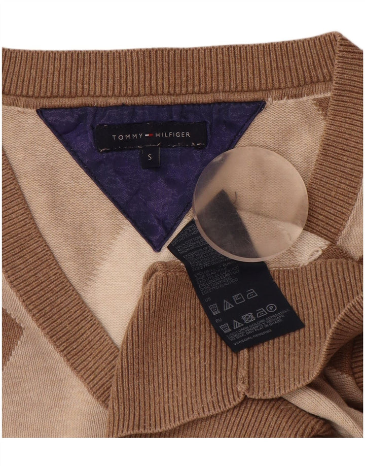 TOMMY HILFIGER Γυναικείο πουλόβερ με λαιμόκοψη με V λαιμόκοψη UK 10 Small Brown