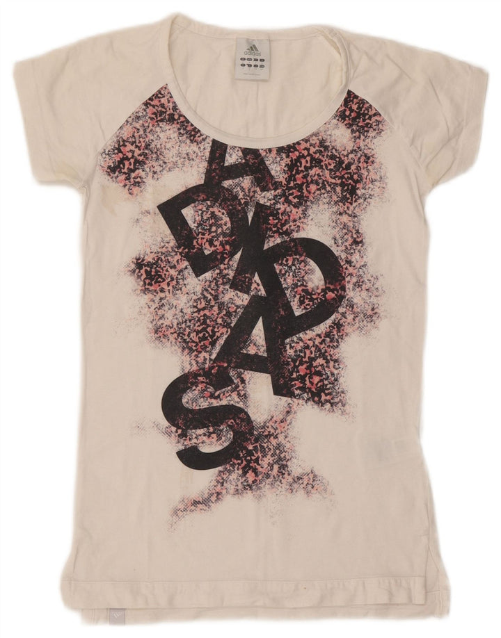 Γυναικείο γραφικό μπλουζάκι ADIDAS Top UK 10 Small White Animal Print Βαμβακερό