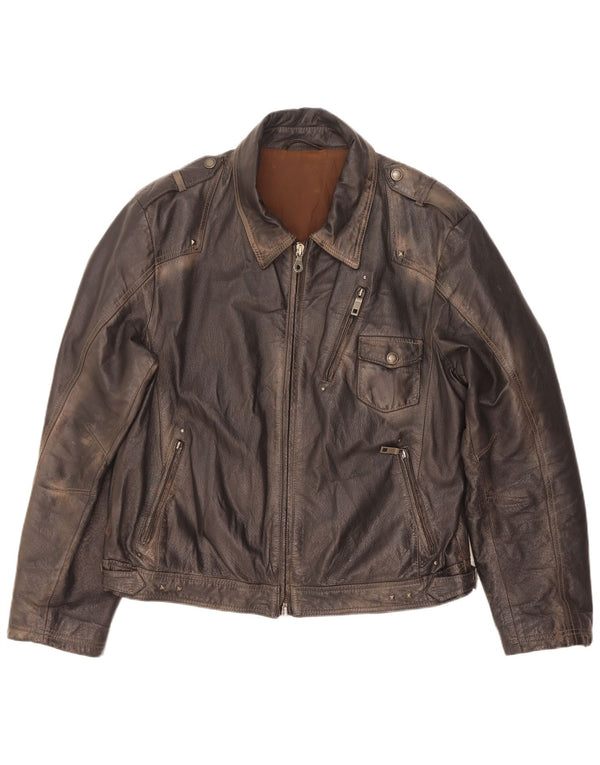 Vintage Ανδρικό Στρατιωτικό Δερμάτινο Μπουφάν IT 56 3XL Καφέ