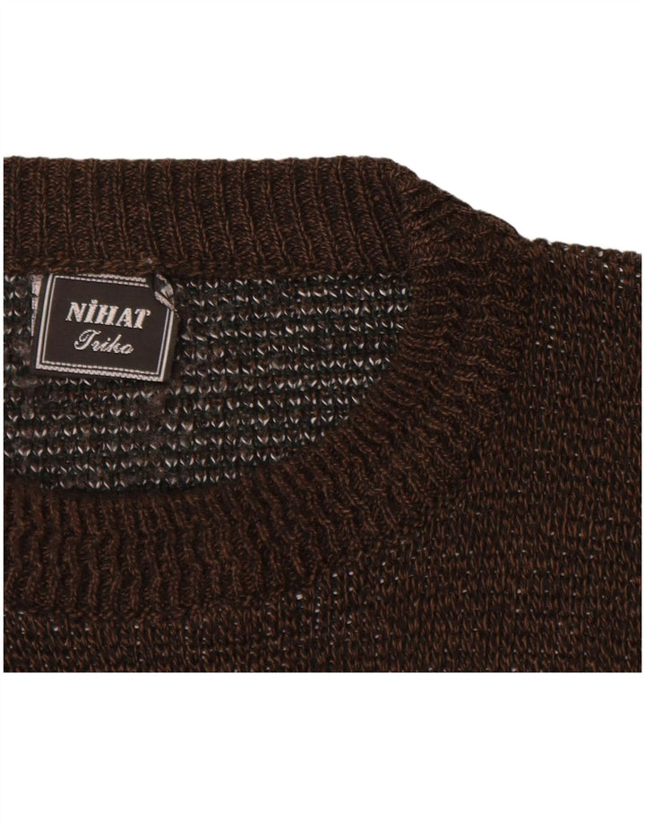 Ανδρικό πουλόβερ με λαιμόκοψη VINTAGE XL Καφέ ακρυλικό