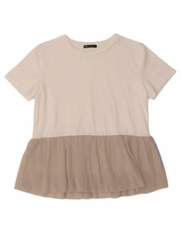 Γυναικεία μπλούζα ZARA Top UK 14 Medium White Colourblock