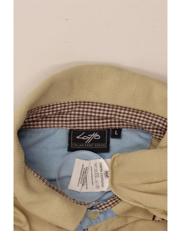 Ανδρικό πουκάμισο πόλο LOTTO μεγάλο μπεζ βαμβακερό