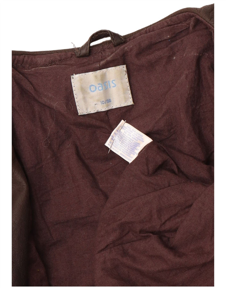 Γυναικείο Oasis Open Crop Δερμάτινο Μπουφάν UK 10 Small Brown Δερμάτινο