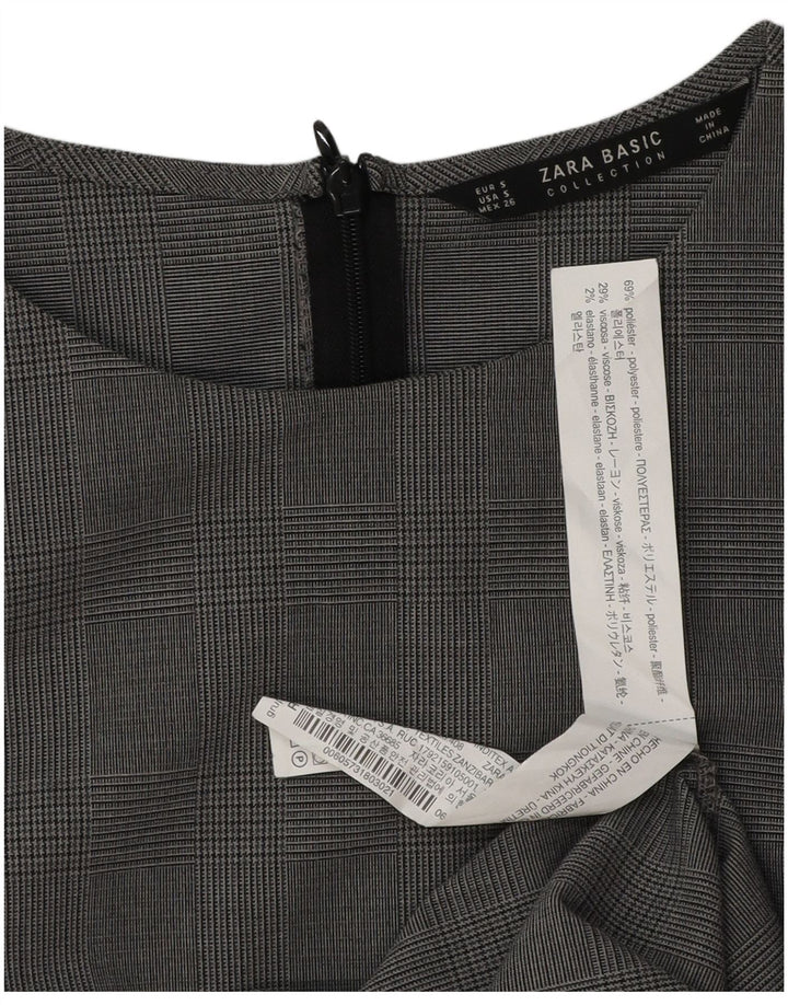 Zara Γυναικείο φόρεμα με μανίκια 3/4 UK 10 Small Grey Houndstooth Polyester