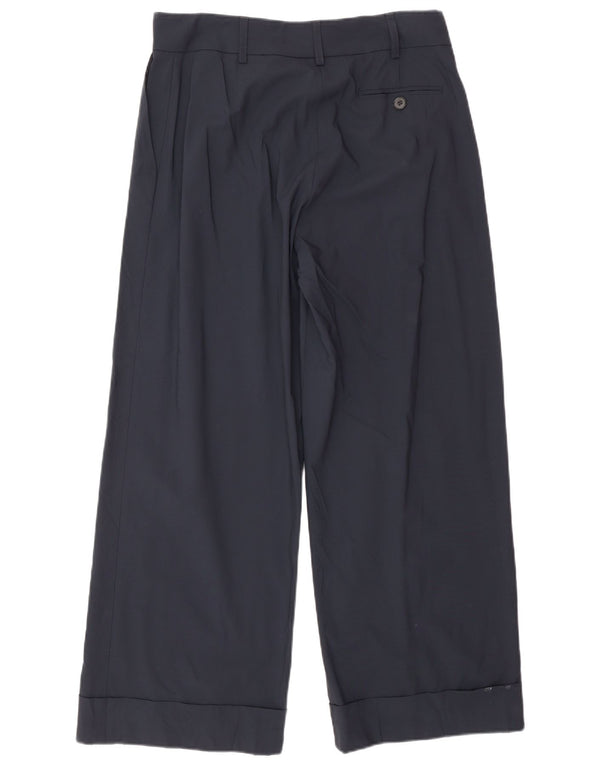 Calvin Klein Womens Wide Leg Casual Trousers IT 46 Large W32 L28 Navy Blue