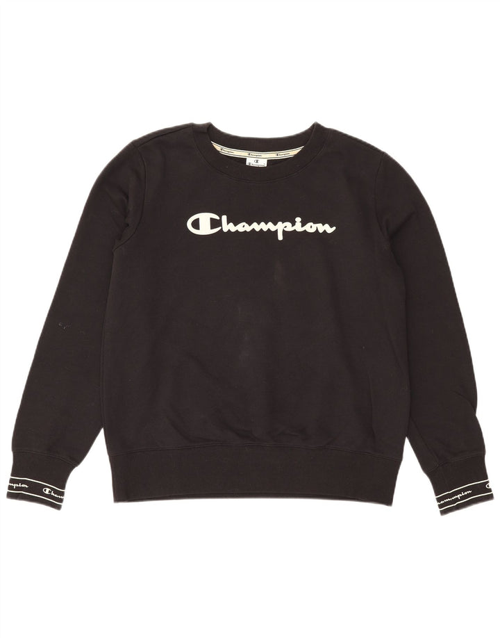 Ανδρικό γραφικό φούτερ Champion Jumper μεγάλο μαύρο βαμβακερό