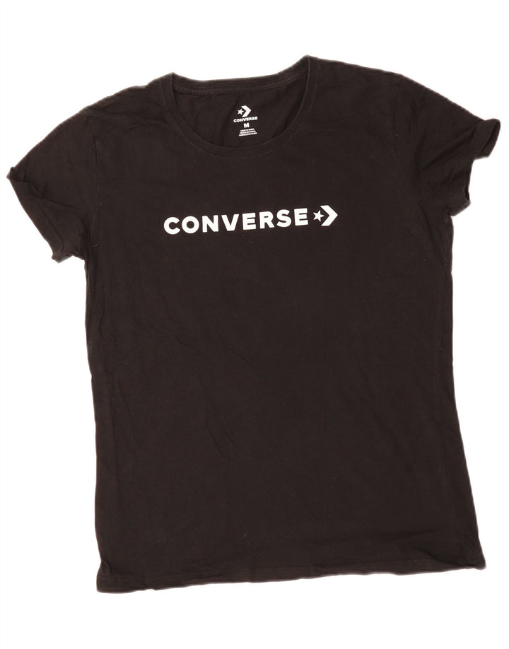 Γυναικείο γραφικό μπλουζάκι CONVERSE Top UK 14 Μεσαίο μαύρο βαμβακερό