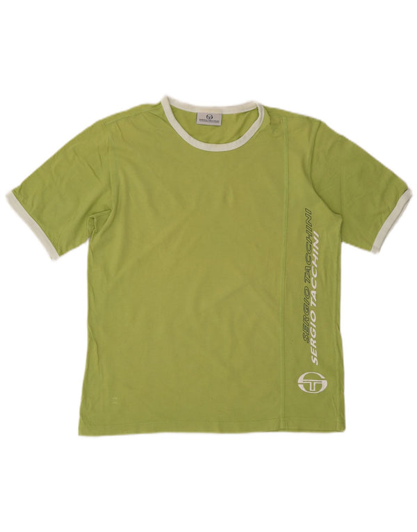 SERGIO TACCHINI Ανδρικό γραφικό T-Shirt Top μεγάλο πράσινο βαμβακερό