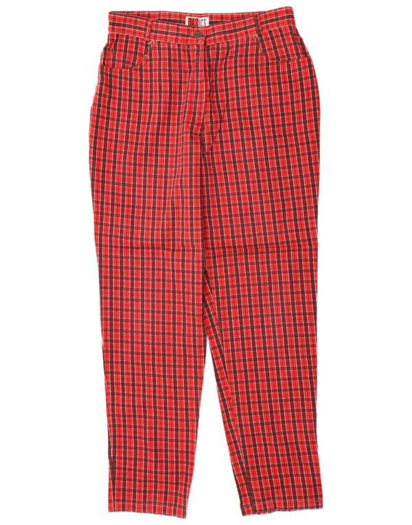 Basics Γυναικείο ψηλόμεσο παντελόνι UK 16 Large W30 L30 Red Check