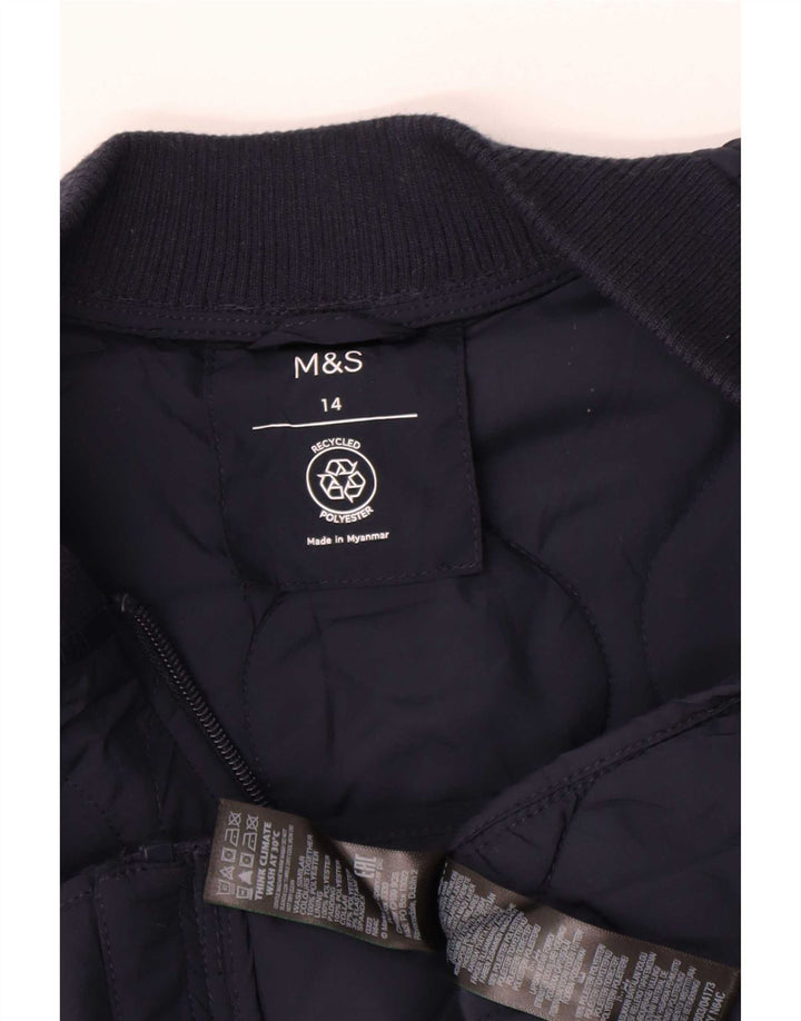 Marks & Spencer Γυναικείο καπιτονέ μπουφάν UK 14 Large Navy Blue Polyester