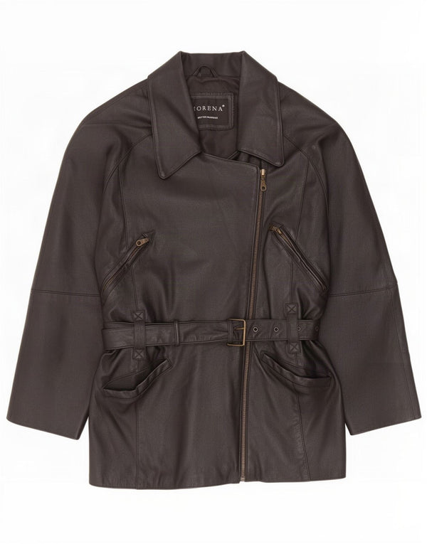 Morena Γυναικείο Oversized Δερμάτινο Μπουφάν UK 10 Small Black