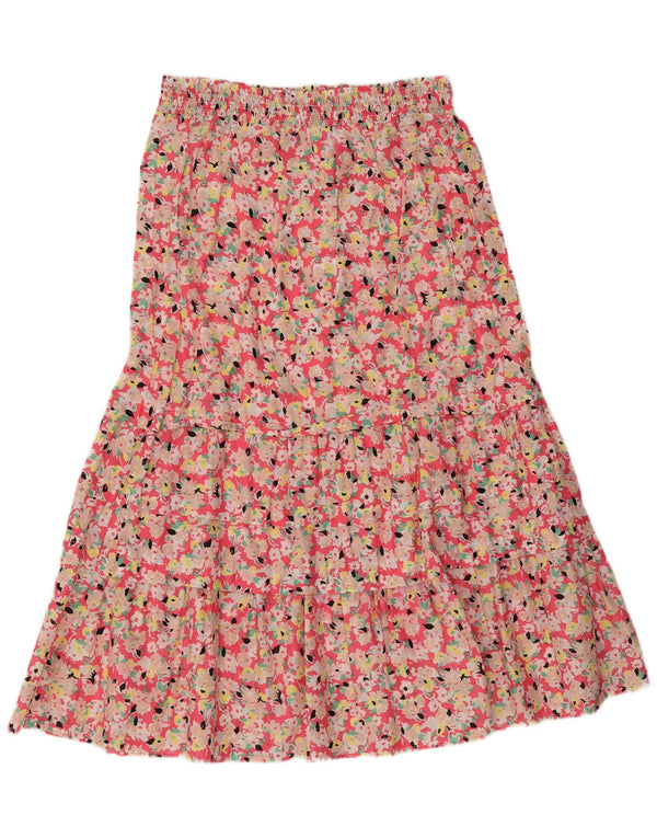 Marks & Spencer Γυναικεία φούστα σε λίγη UK 10 Small W28 Ροζ φλοράλ βαμβακερή