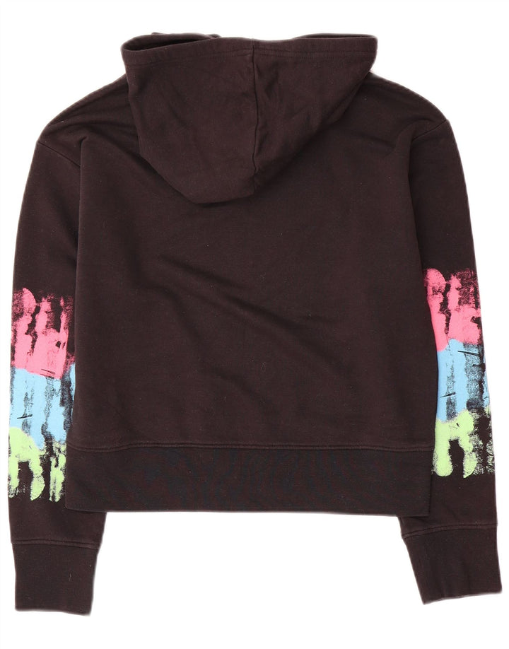 Champion Womens Graphic Oversized Hoodie Jumper UK 10 Small Black