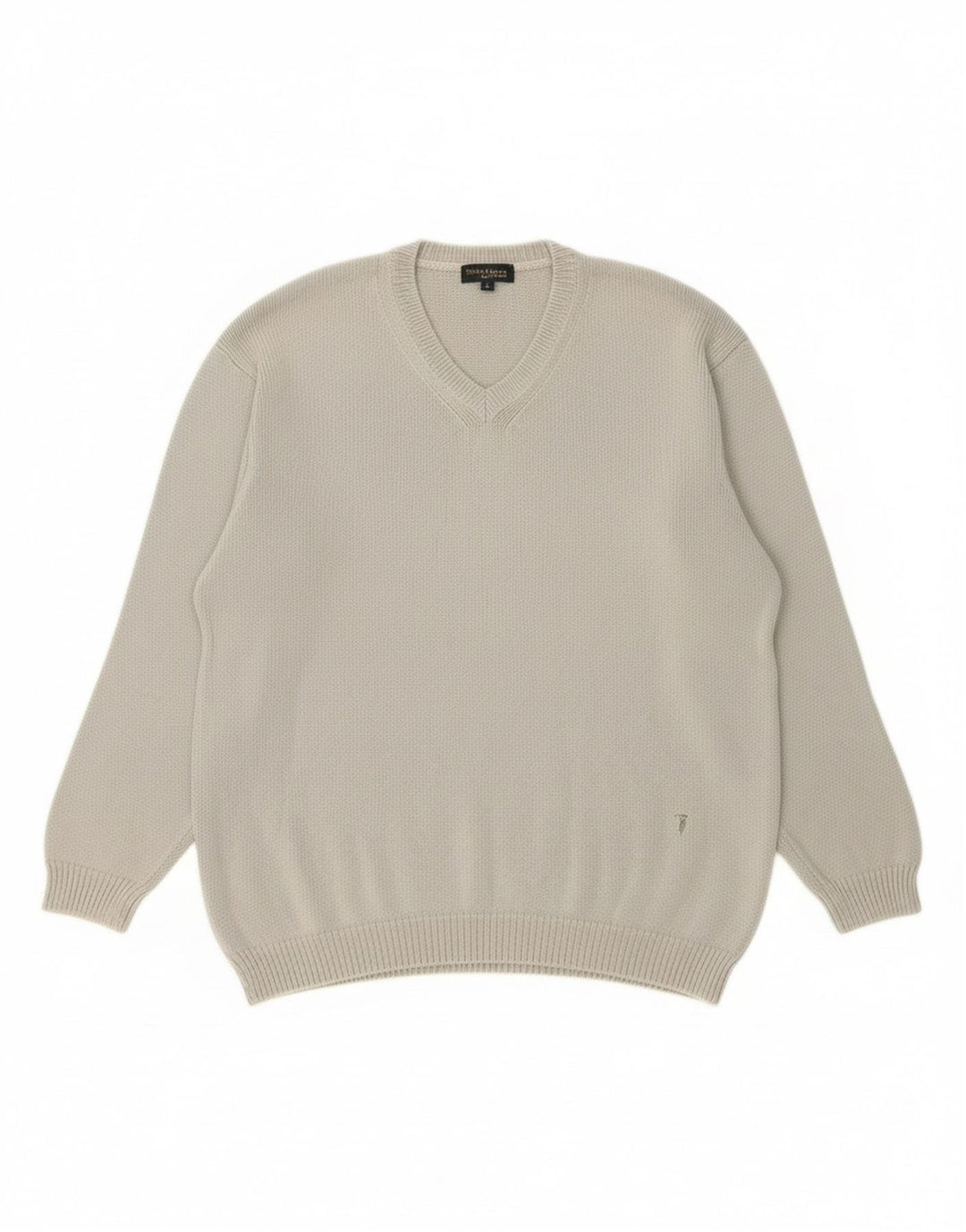 TRUSSARDI Mens V-Neck Jumper Sweater Large Grey