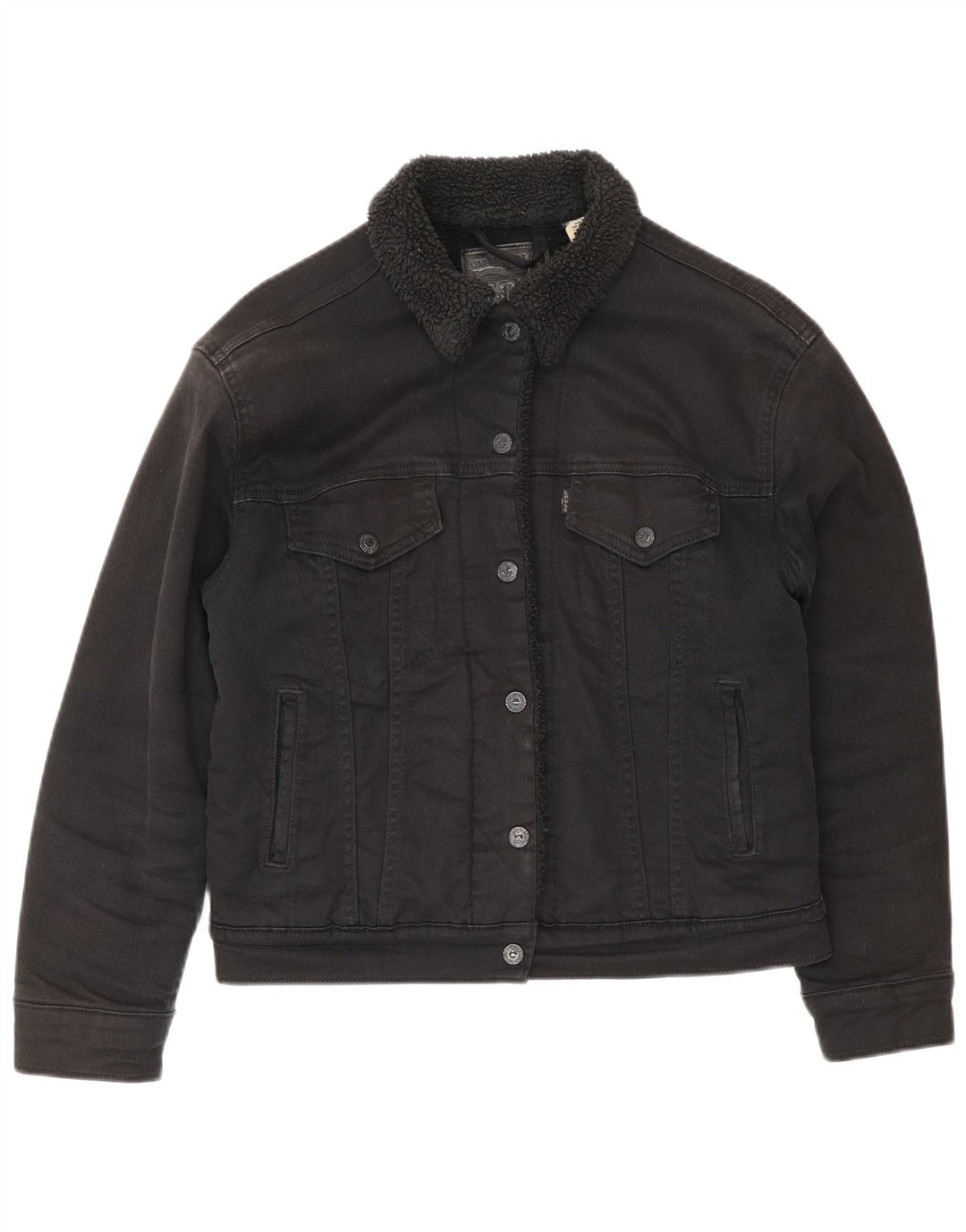Levi's γυναικείο τζιν Sherpa Jacket UK 10 Small Black Cotton