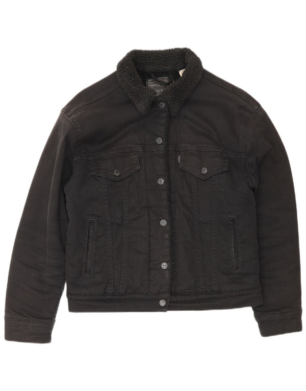 Levi's γυναικείο τζιν Sherpa Jacket UK 10 Small Black Cotton