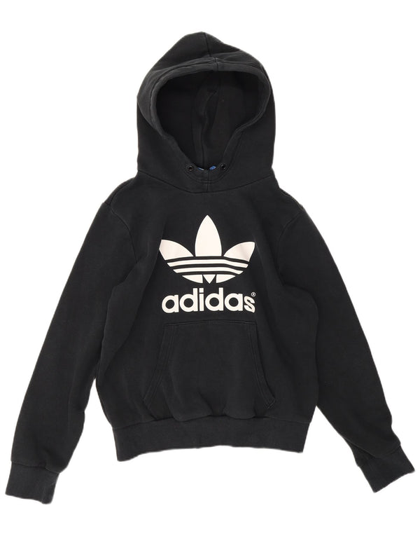 Adidas Γυναικείο Γραφικό Hoodie Jumper UK 12 μεσαίο μαύρο βαμβακερό