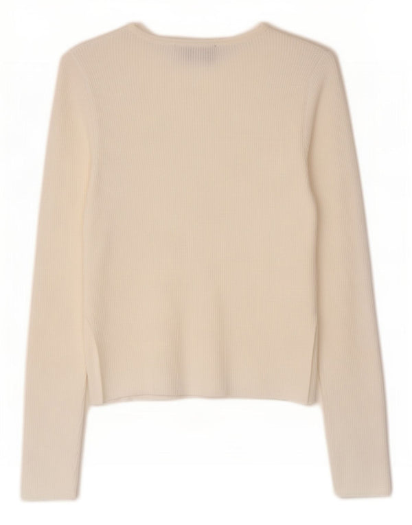 Zara Γυναικεία Ζακέτα Crop UK 12 μεσαία λευκή βισκόζη