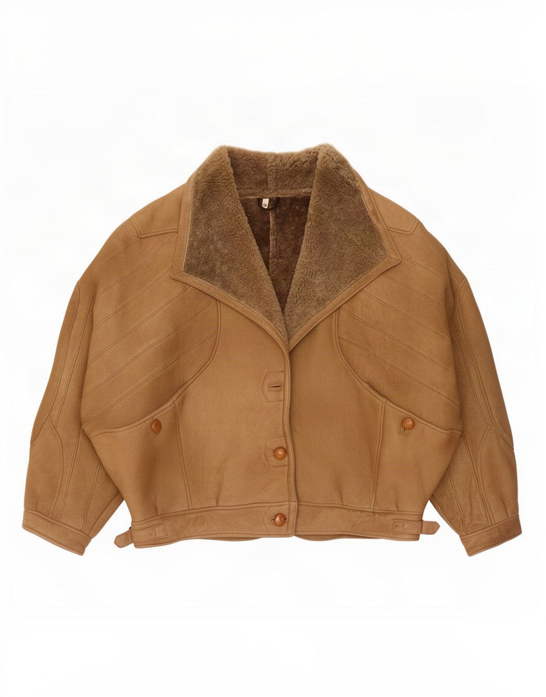 Vintage Γυναικείο Μπουφάν Shearling Batwing IT 44 Μεσαίο Καφέ