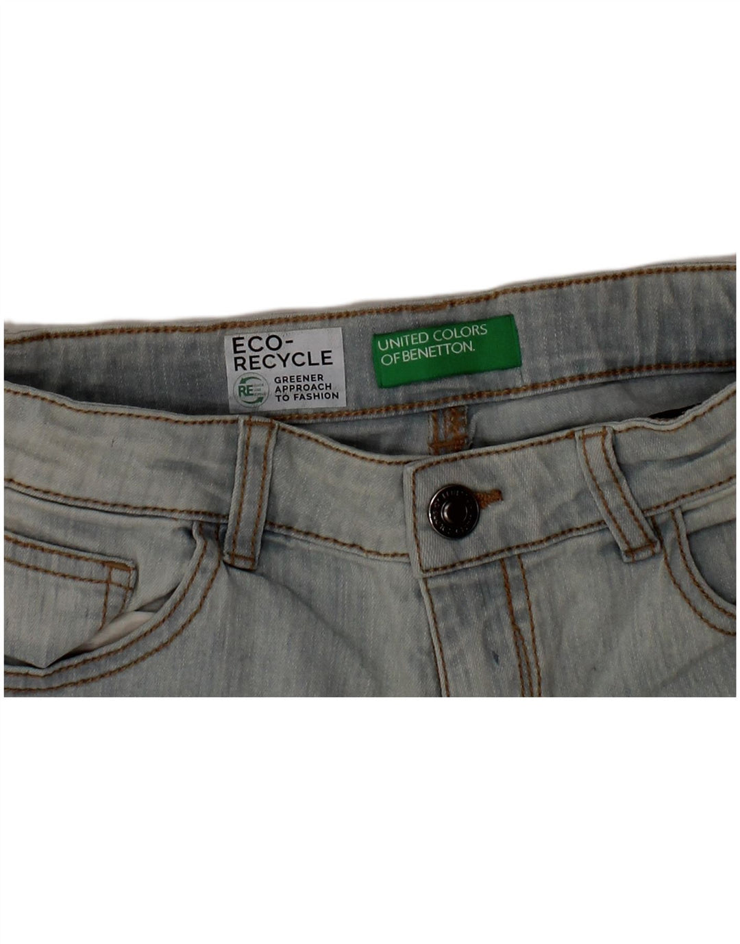 BENETTON Girls denim σορτς 11-12 ετών W26 Μπλε