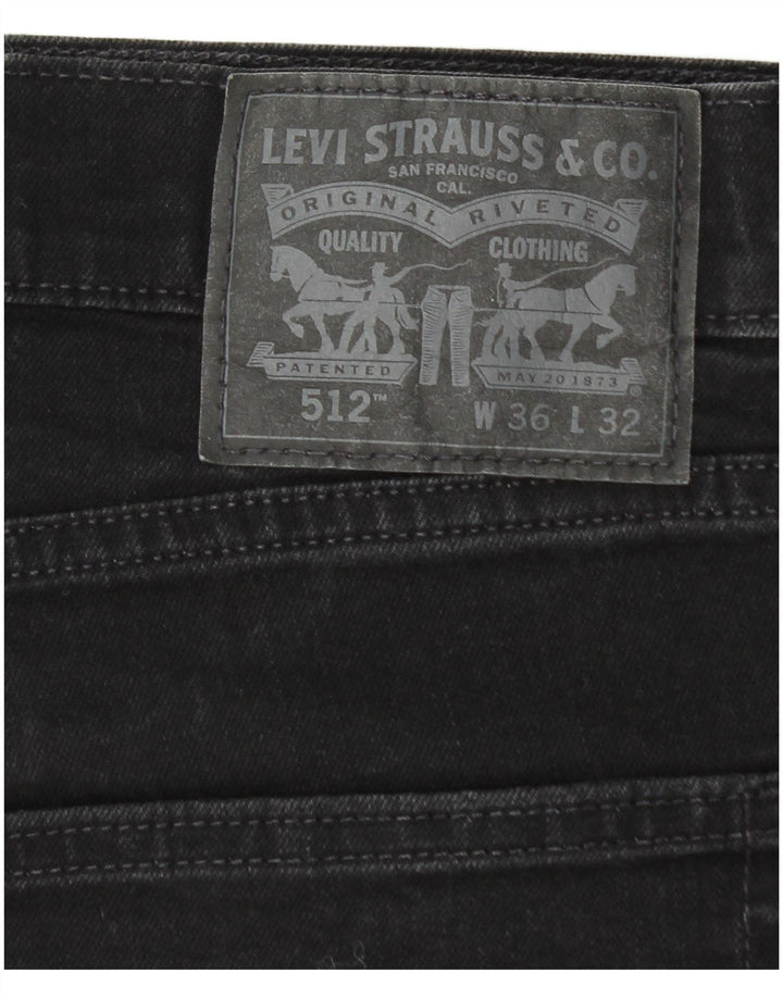 LEVI'S Mens 512 Slim Jeans W36 L32 Black Cotton