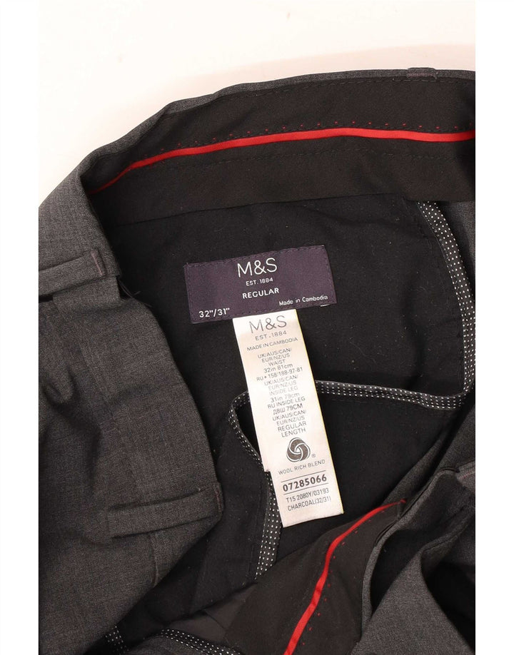 Ανδρικό ίσιο παντελόνι Marks & Spencer W32 L31 Γκρι μαλλί