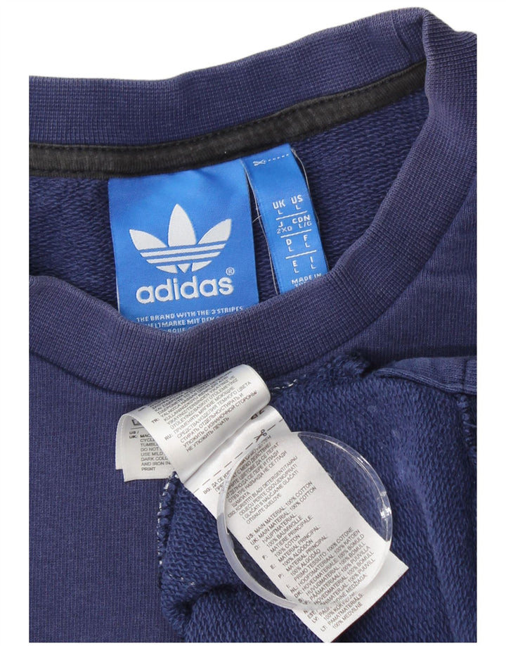 Ανδρικό γραφικό φούτερ ADIDAS Jumper Μεγάλο μπλε μπλε χρώματος βαμβακερό
