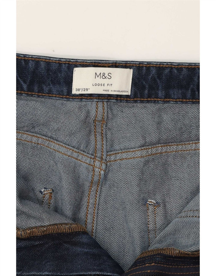 Marks & Spencer Mens Cargo Loose Jeans W38 L29 Navy Blue Cotton