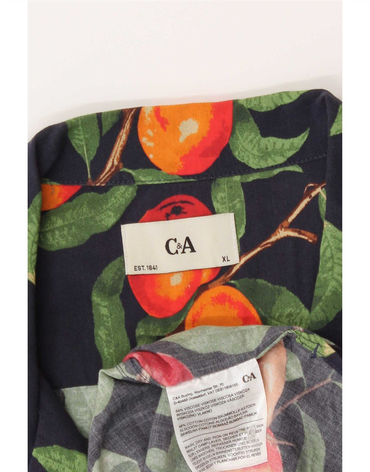 C&A Ανδρικό κοντομάνικο πουκάμισο XL Navy Blue Viscose
