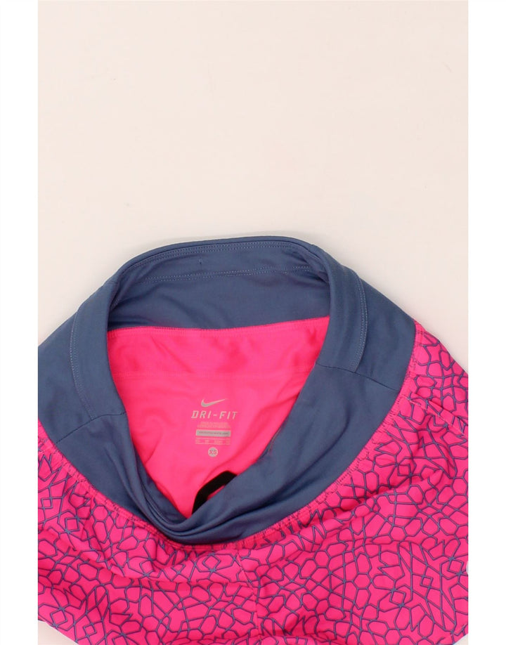 NIKE Womens Dri Fit Abstract Pattern Sport Shorts UK 6 XS Pink Polyester Vintage Nike and Second-Hand Nike from Messina Hembry 