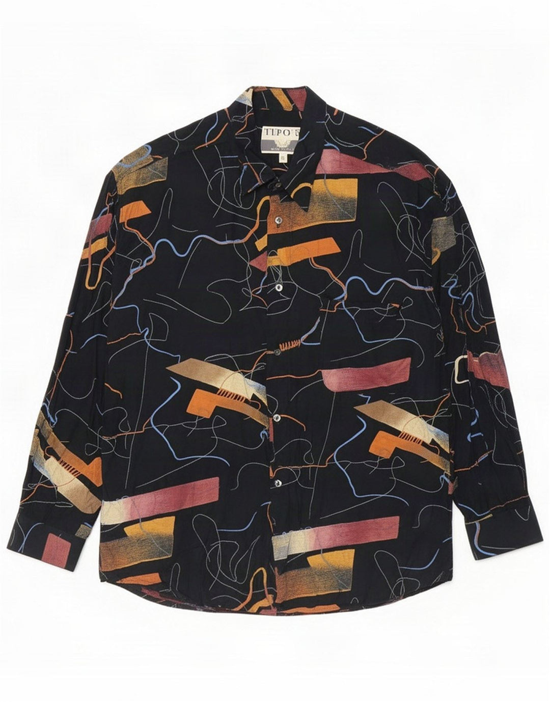 Tipo' S Ανδρικό πουκάμισο Abstract Pattern XL Black Viscose
