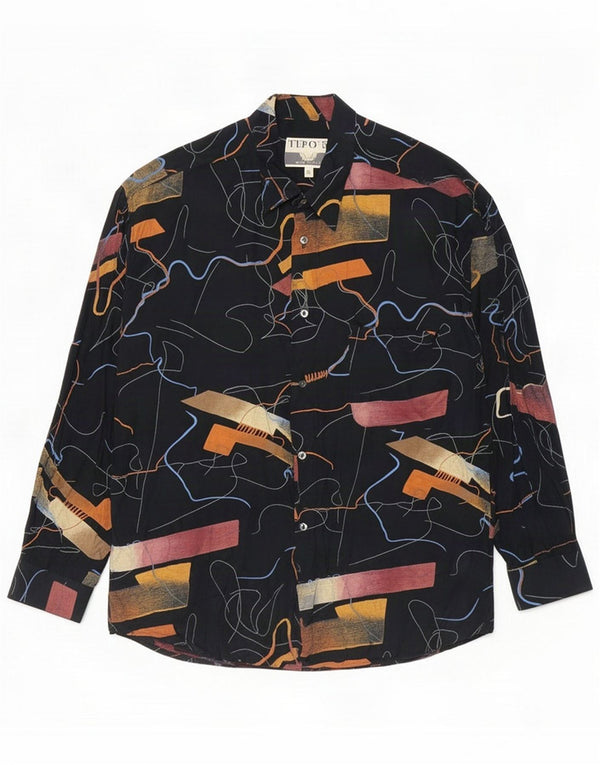 Tipo' S Ανδρικό πουκάμισο Abstract Pattern XL Black Viscose