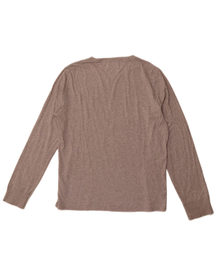 TOMMY HILFIGER Ανδρικό γραφικό μπλουζάκι Heritage Μακρυμάνικο μεσαίο γκρι βαμβακερό