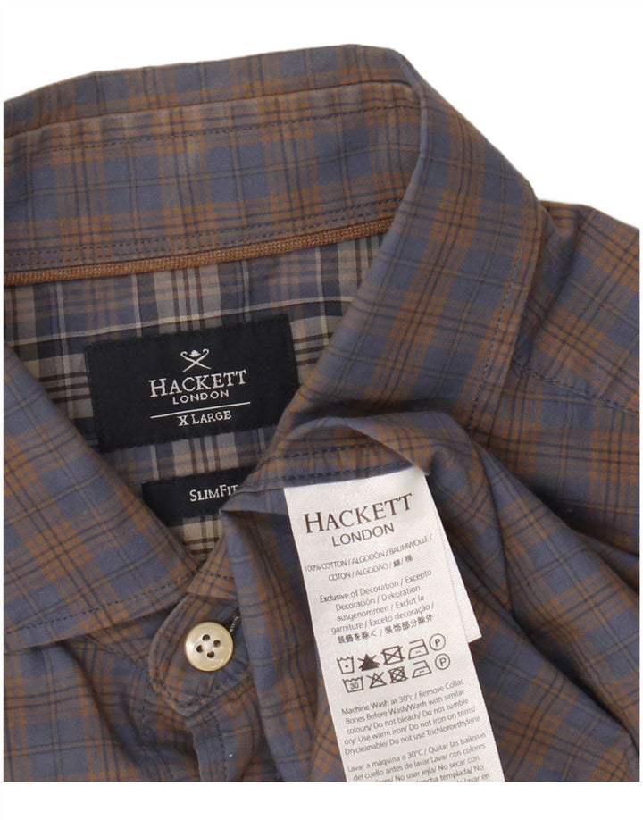 Ανδρικό πουκάμισο Hackett Slim Fit XL Brown Check Cotton
