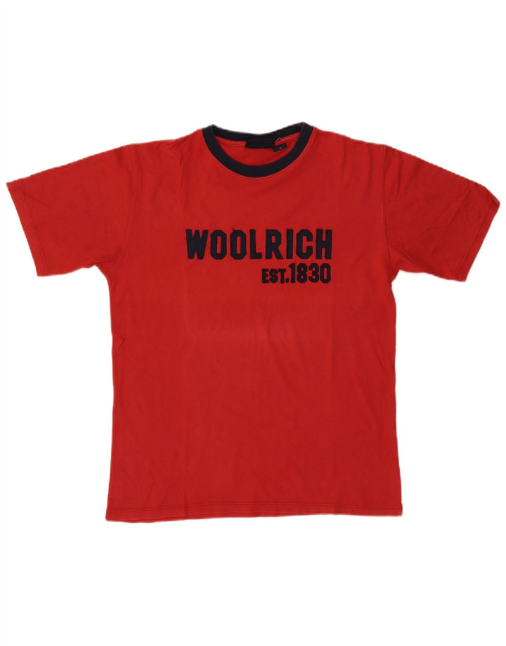 Ανδρικό γραφικό T-Shirt WOOLRICH Τοπ μεσαίο κόκκινο βαμβακερό
