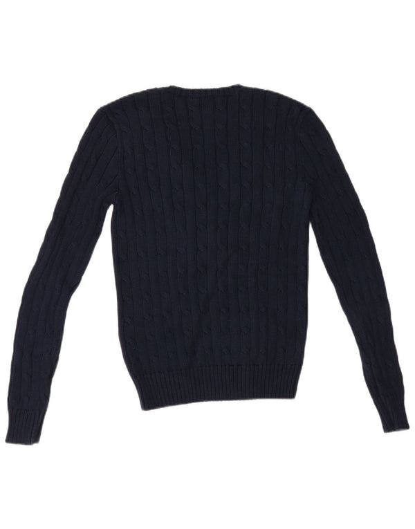 Polo Ralph Lauren γυναικείο πουλόβερ με λαιμόκοψη με V λαιμόκοψη UK 10 Small Navy Blue βαμβακερό
