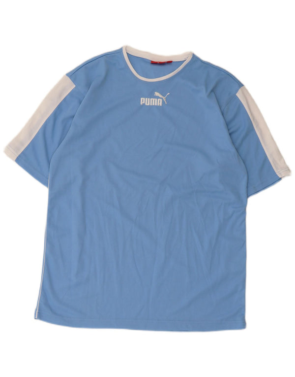 Puma Mens T-Shirt Top Medium Blue Colourblock Polyester