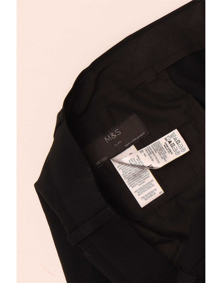 Marks & Spencer Ανδρικό Slim παντελόνι Chino W38 L33 Μαύρο πολυεστέρα