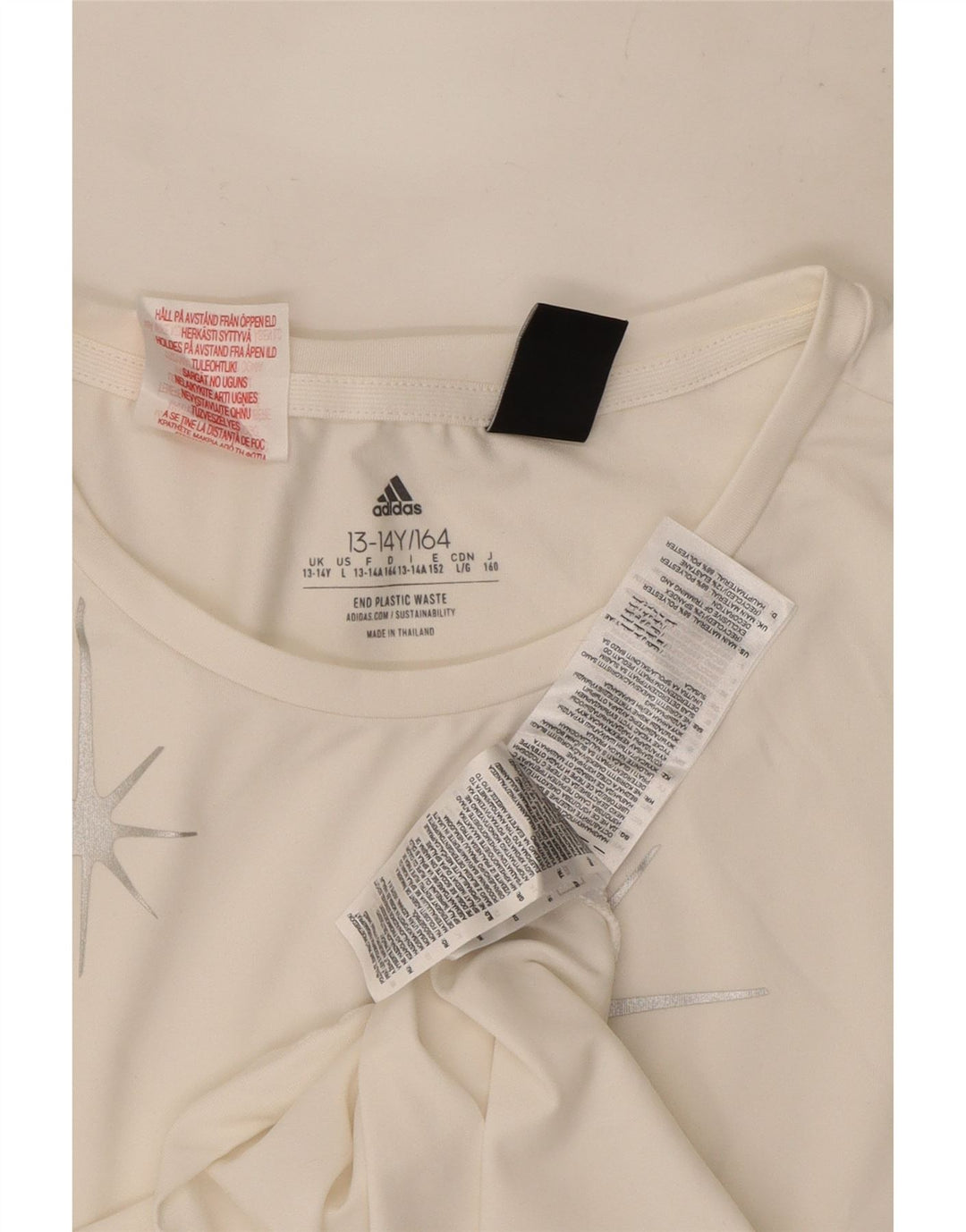 Adidas Girls Graphic Vest Top 13-14 Years Off White Polyester