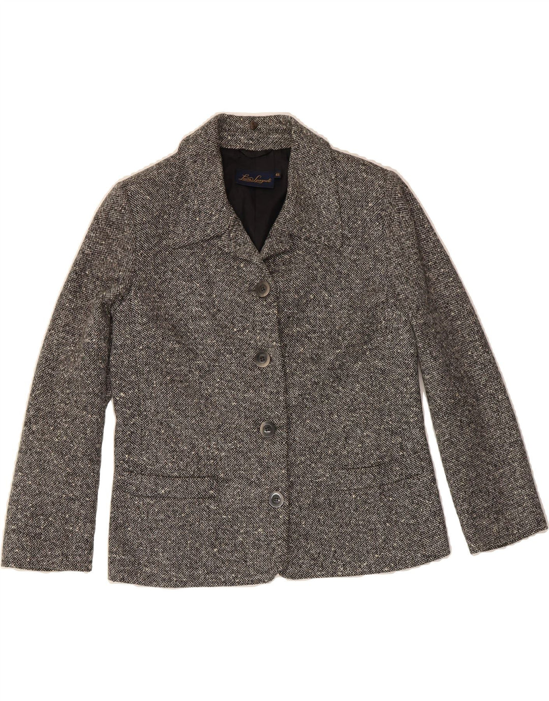 LUISA SPAGNOLI Womens 4 Button Blazer Jacket IT 46 Large Grey Flecked Wool Vintage Luisa Spagnoli and Second-Hand Luisa Spagnoli from Messina Hembry 