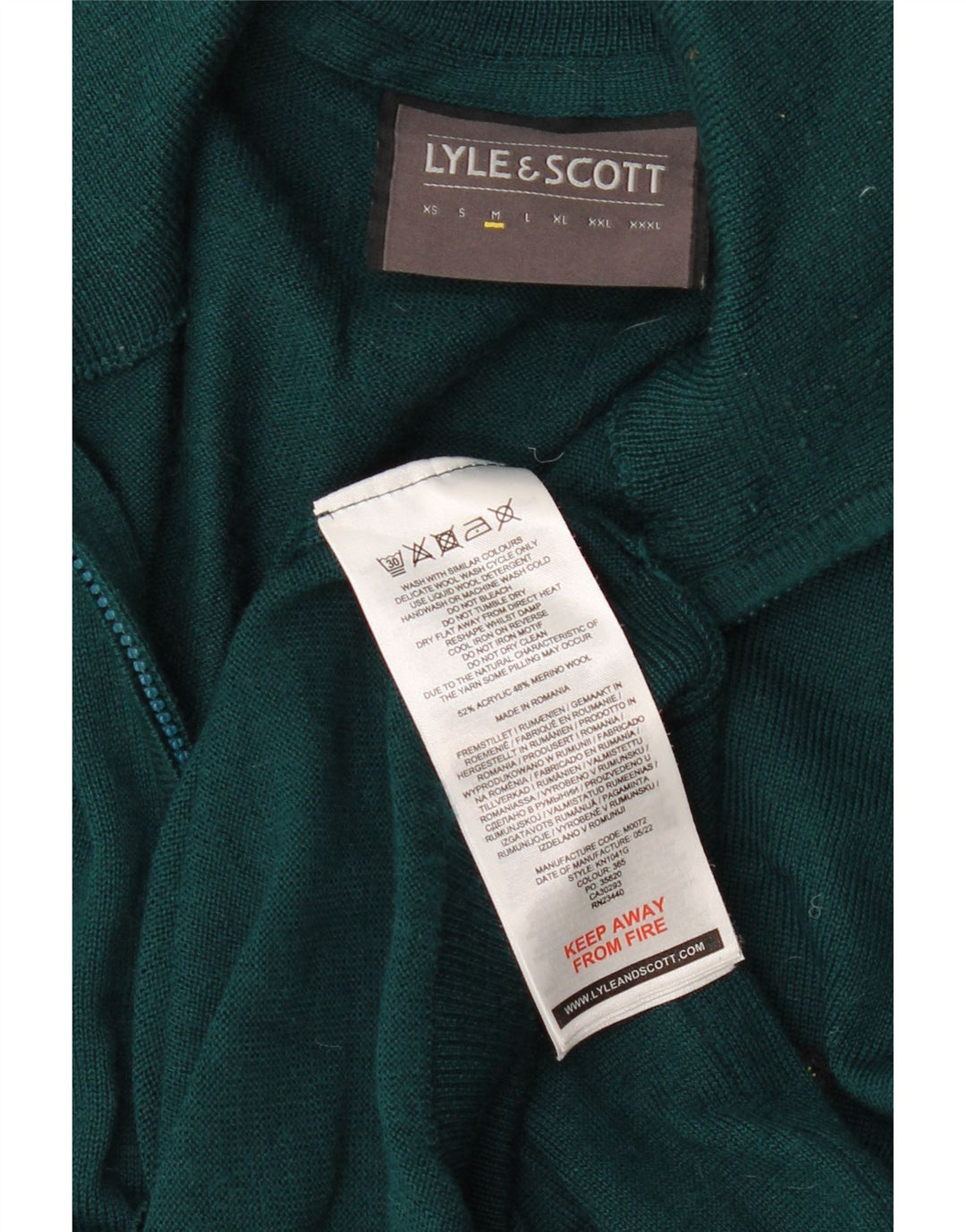 Ανδρικό πουλόβερ με φερμουάρ LYLE & SCOTT με μεσαίο πράσινο ακρυλικό