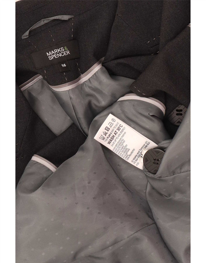 Marks & Spencer Γυναικείο σακάκι με 1 κουμπί UK 16 Large Grey Polyester