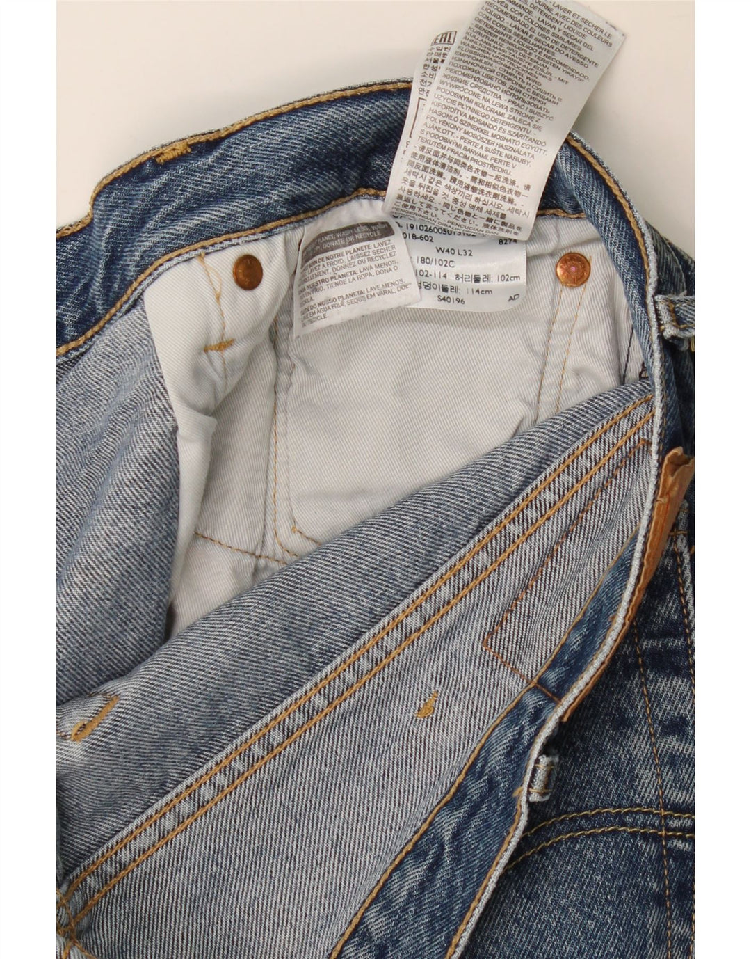 Levi's Mens 501 Straight Jeans W40 L32 Μπλε Βαμβακερό