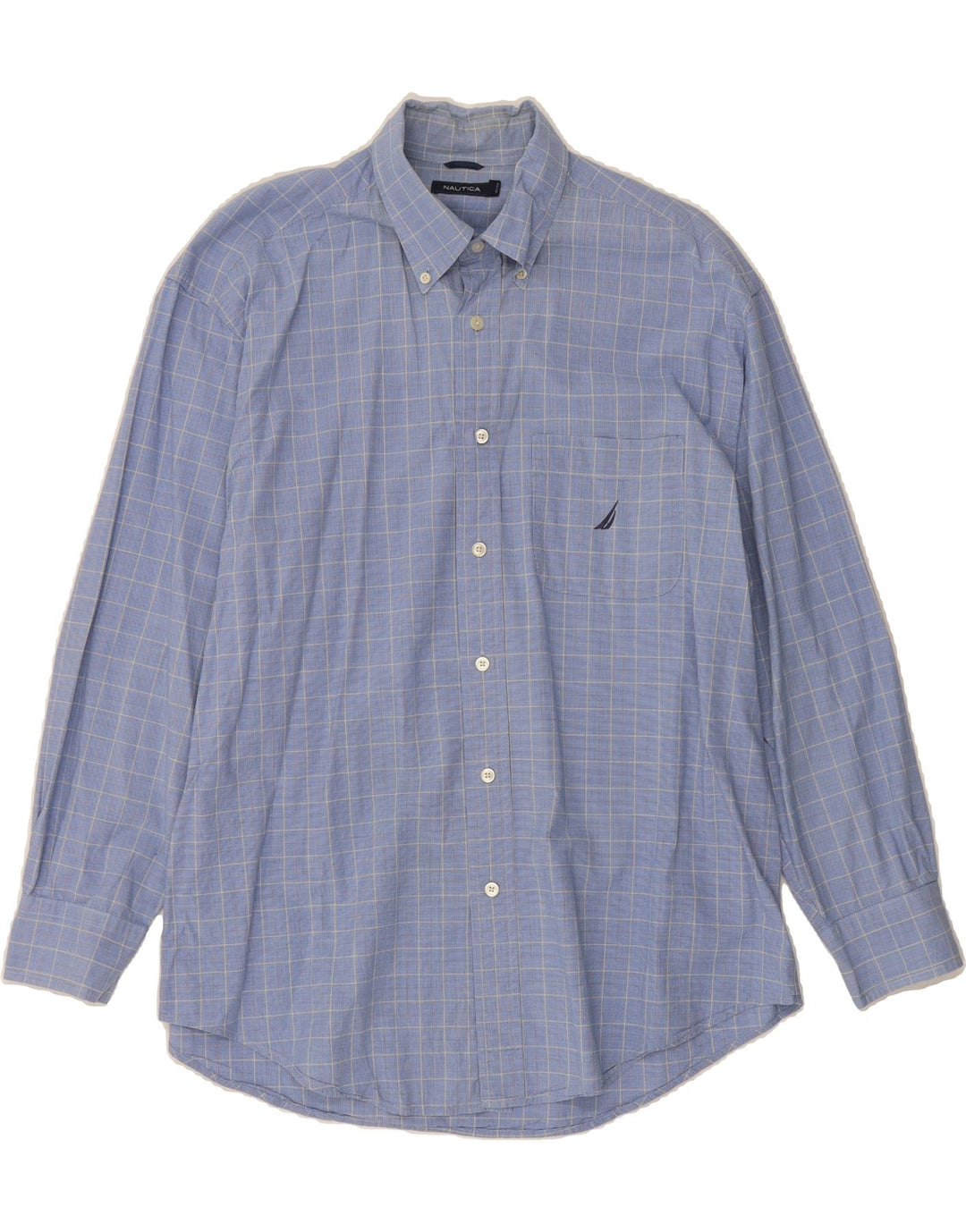 NAUTICA Mens Shirt Large Blue Check Cotton Vintage Nautica and Second-Hand Nautica from Messina Hembry 
