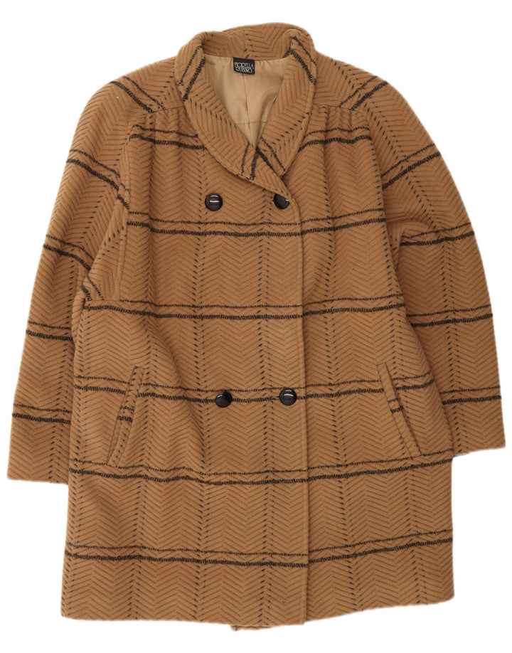 FIORELLA RUBINO Γυναικείο παλτό με διπλό στήθος UK 14 Large Beige Check