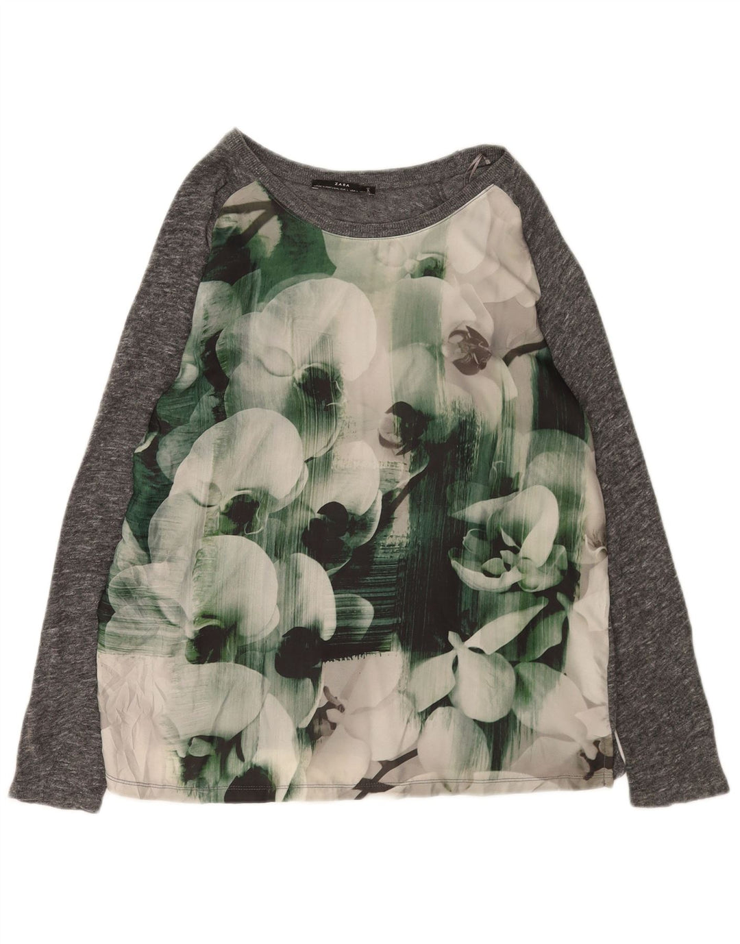 Zara Γυναικεία Μπλούζα Τοπ UK 16 Large Grey Floral