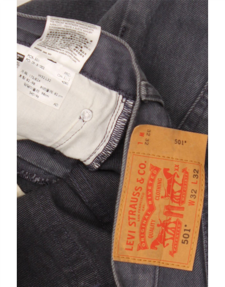 Levi's Mens 501 Straight Jeans W32 L32 Γκρι βαμβακερό
